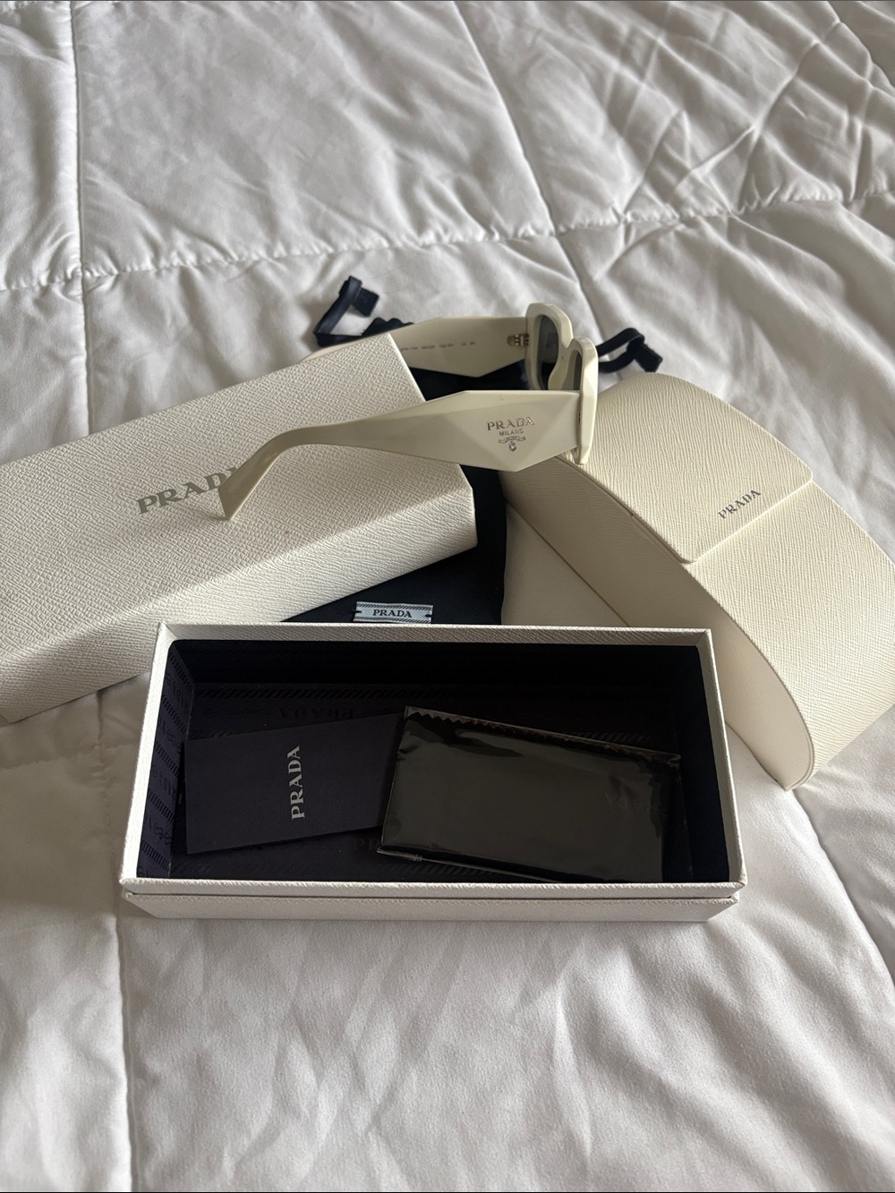 Prada Cream/White Sunglasses with Branded Case